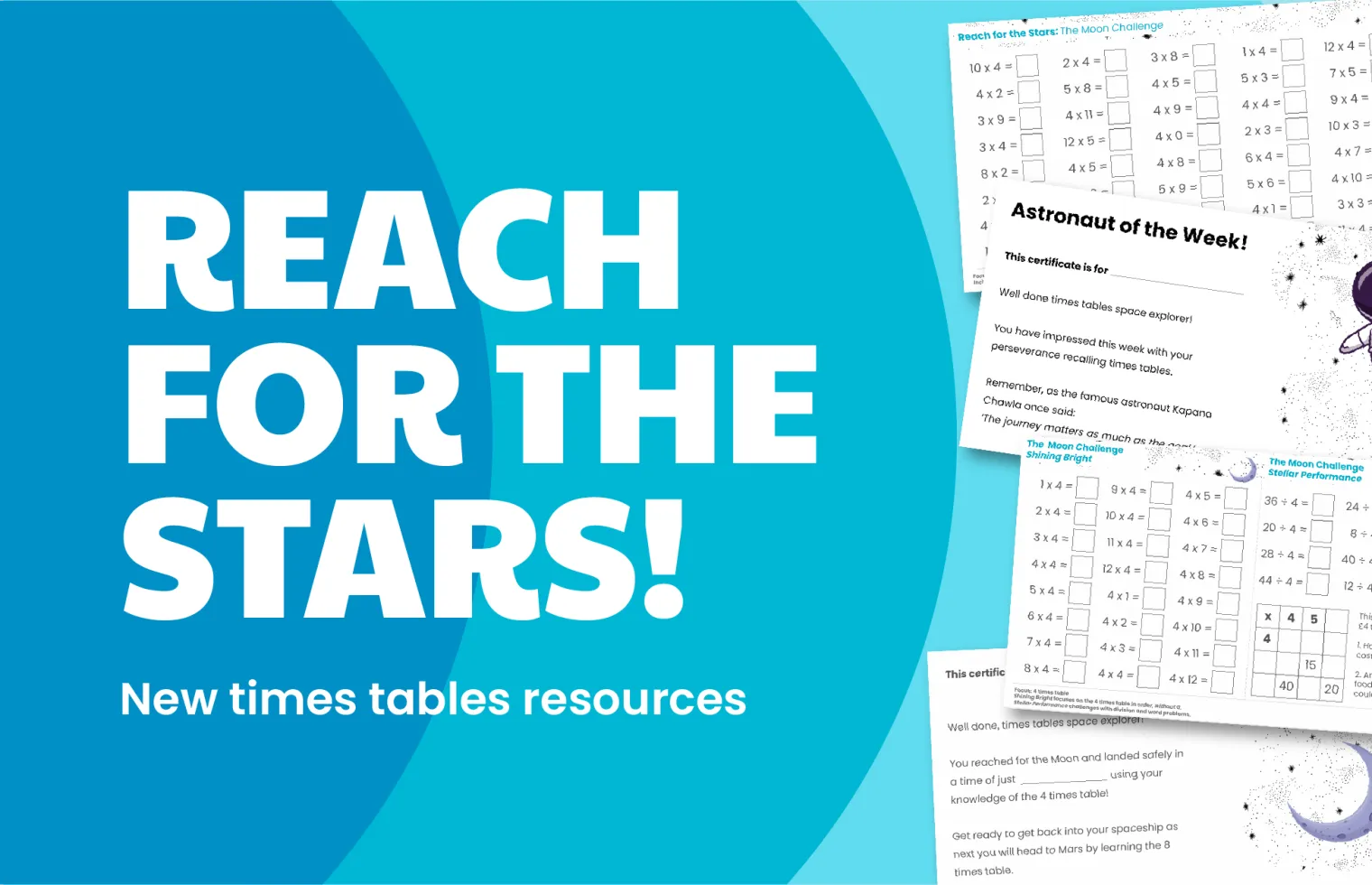 Image of blog with title : Reach for the Stars - New Times Tables Resources