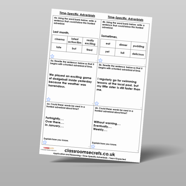 Classroom Secrets | Collection Page Year 4 Time-Specific Adverbials