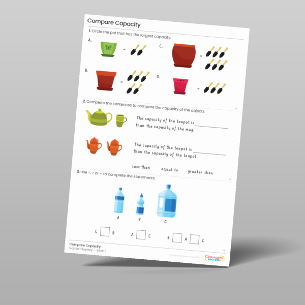 Classroom Secrets | Collection Page Year 1 Compare Capacity