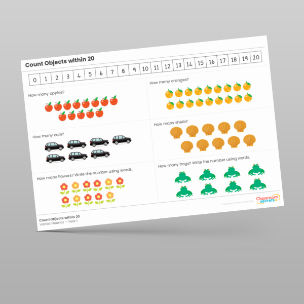Classroom Secrets | Collection Page Year 1 Count Objects within 20