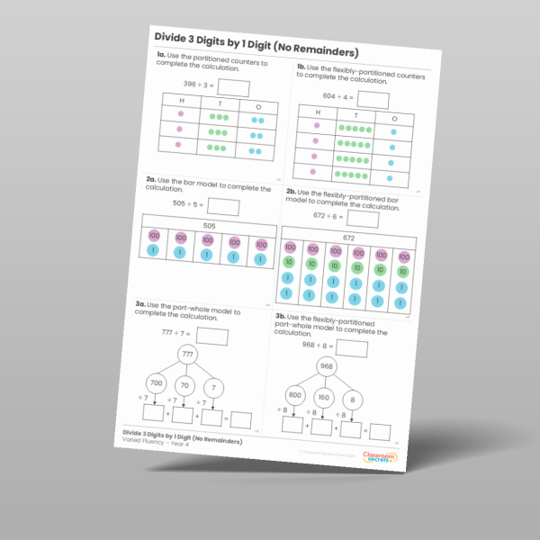 Classroom Secrets | Collection Page Year 4 Divide 3 Digits by 1 Digit ...