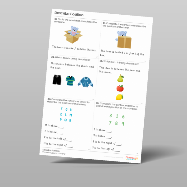Classroom Secrets | Collection Page Year 2 Describe Position
