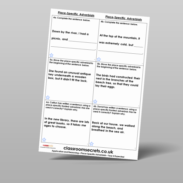 Classroom Secrets | Collection Page Year 4 Place-Specific Adverbials