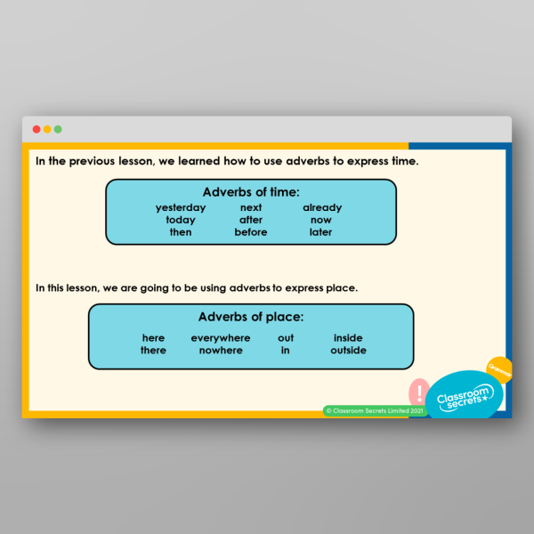 Classroom Secrets | Collection Page Year 3 Using Adverbs to Express Place