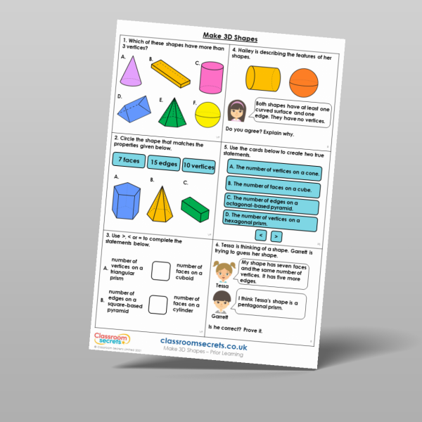 Classroom Secrets | Collection Page Year 3 Make 3D Shapes