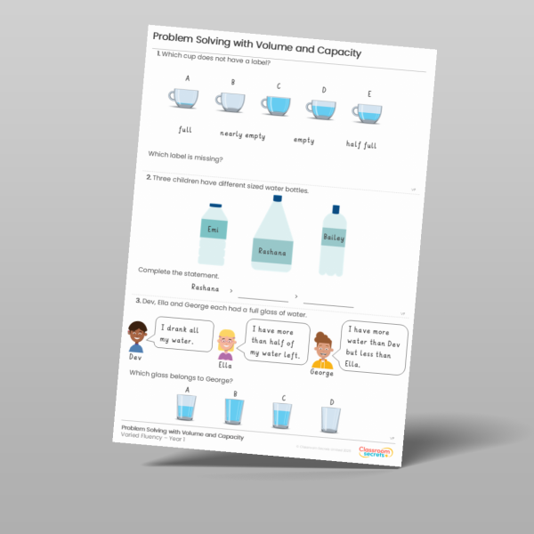 Classroom Secrets | Collection Page Year 1 Problem Solving with Volume ...