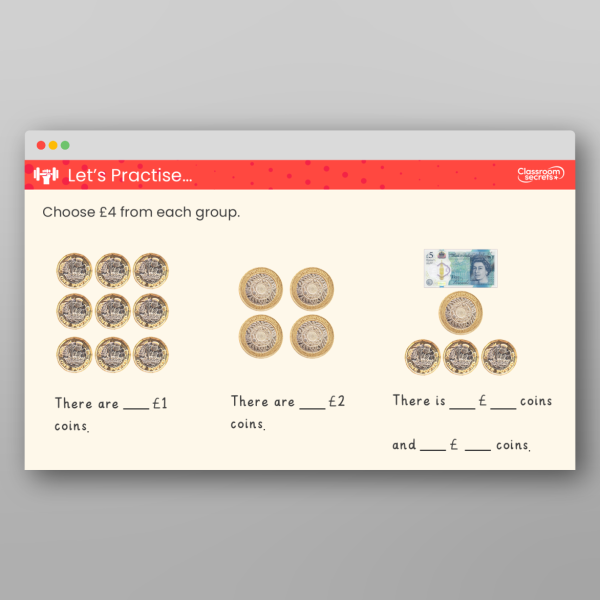 Classroom Secrets | Collection Page Year 2 Choose Notes and Coins