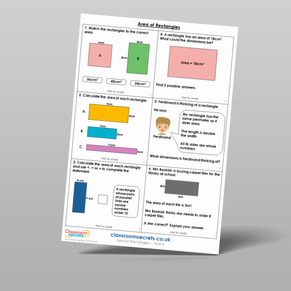 Rectangles Year 5 Classroom Secrets | Collection Page Year 5 Area of Rectangles