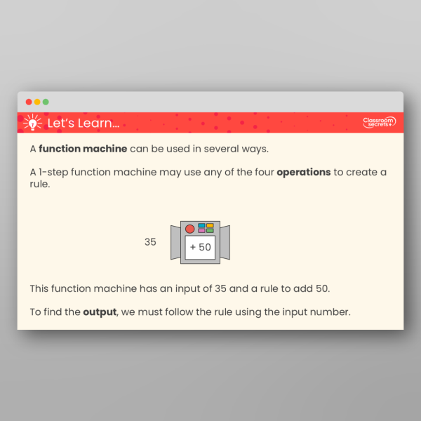 Classroom Secrets | Collection Page Year 6 1-Step Function Machines