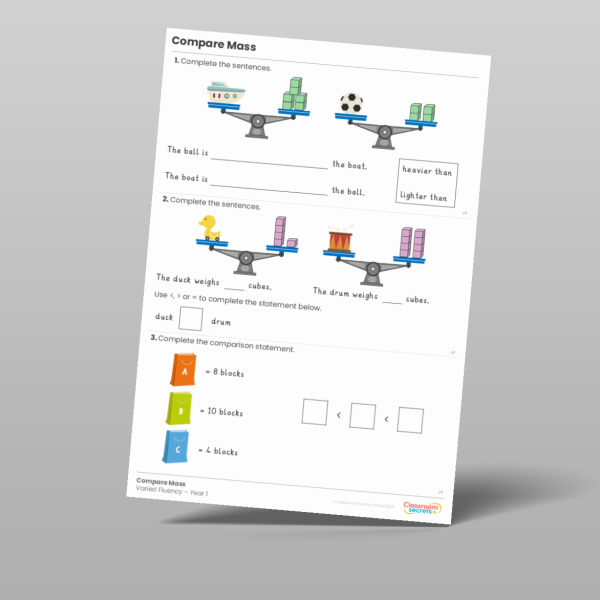 Classroom Secrets | Collection Page Year 1 Compare Mass