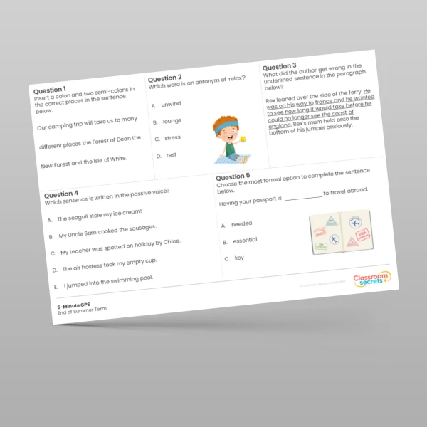An image of the 5-Minute GPS End of Summer Term Resource
