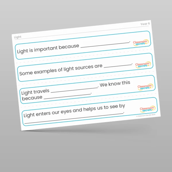 An image of the Light Stem Sentences Resource