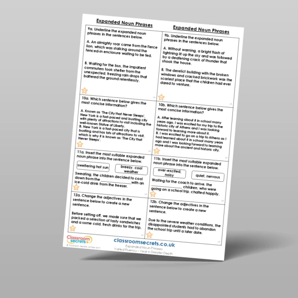 An image of the Expanded Noun Phrases Varied Fluency Resource