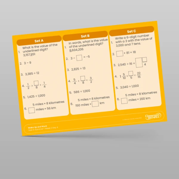 An image of the Summer 1 Week 2 Wake Up and Work Resource