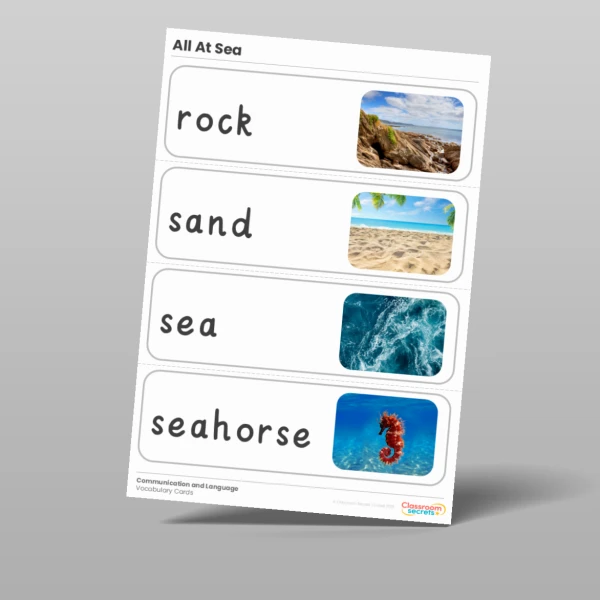 An image of the Free Amazing World - All At Sea Vocabulary Cards Resource