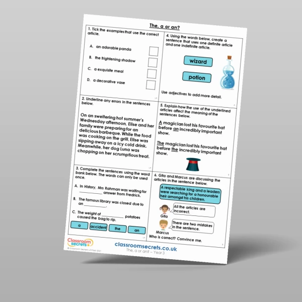 An image of the The, a or an? Mixed Activity Resource