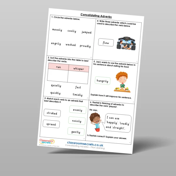 An image of the Consolidating Adverbs Prior Learning Resource