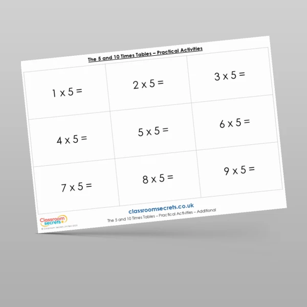 An image of the The 5 and 10 Times Tables Practical Activities Resource