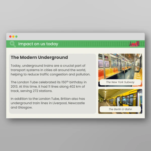 An image of the Lesson 5: How Were the First Underground Trains Developed? PPT Resource
