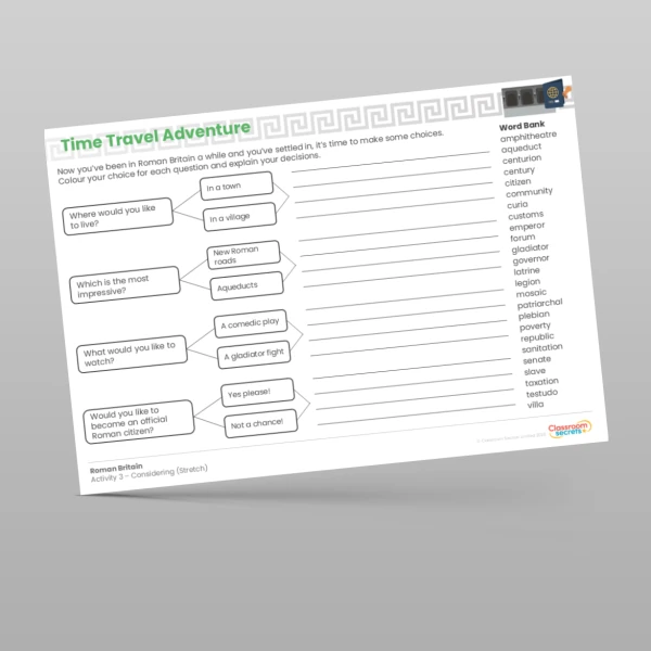 An image of the Time Travel Adventure - Roman Britain Resource