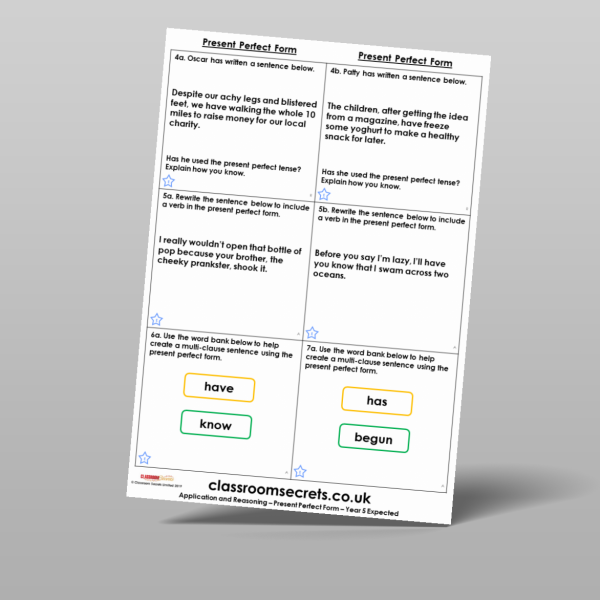 Year 5 Present Perfect Form Application And Reasoning Resource ...