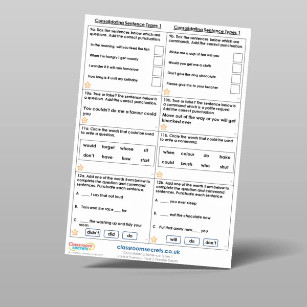 An image of the Consolidating Sentence Types 1 Varied Fluency Resource