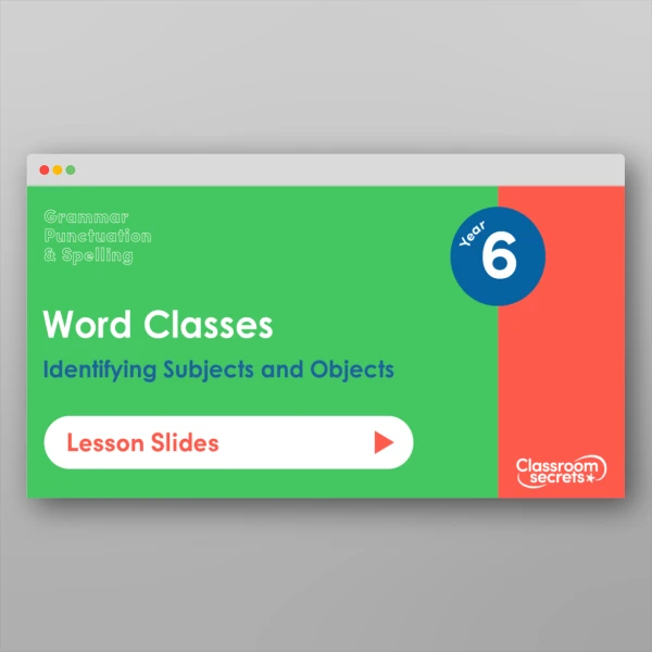 An image of the Identifying Subjects and Objects in Sentences Lesson Slides Resource