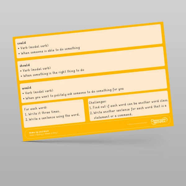 An image of the Spring 2 Week 4 Wake Up and Work Resource