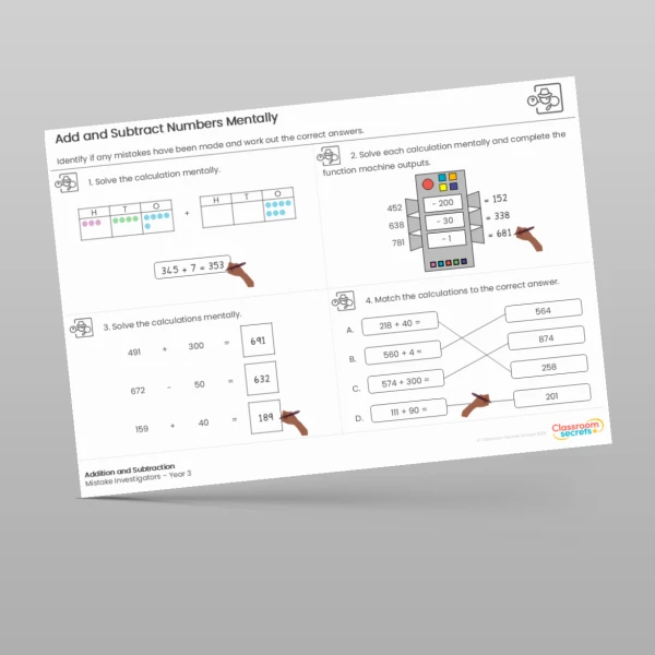 An image of the Addition and Subtraction Mistake Investigators Resource