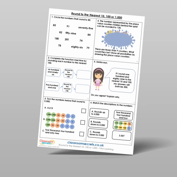 An image of the Round to the Nearest 10, 100 or 1,000 Prior Learning Resource