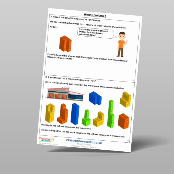 Volume Random Questions Year 5 What Is Volume Discussion Problem Resource | Classroom Secrets