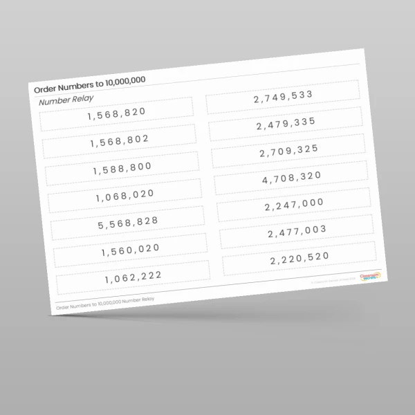 An image of the Order Numbers to 10,000,000 Tutor Game Resource