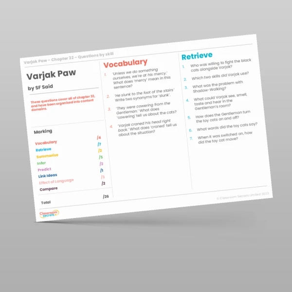An image of the Reading Skills - Varjak Paw - Chapter 32 Resource