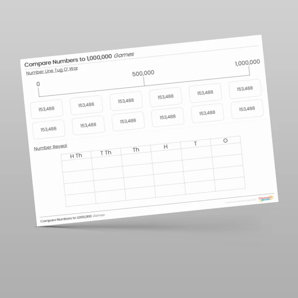 An image of the Compare Numbers to 1,000,000 Prior Learning Tutor Game Resource