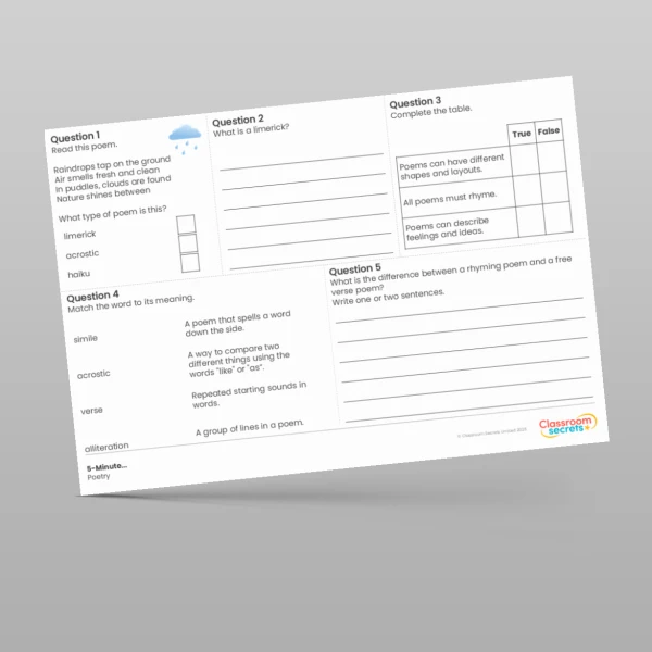 An image of the 5-Minute Poetry Resource