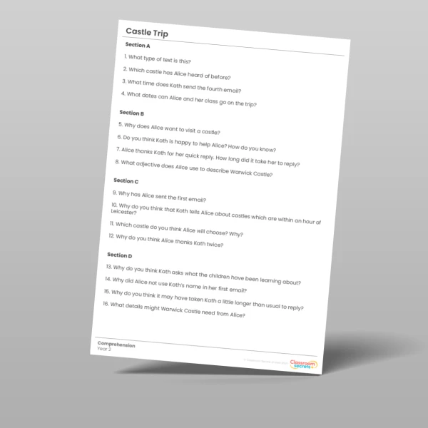 An image of the Castle Trip Whole Class Guided Reading Pack Resource