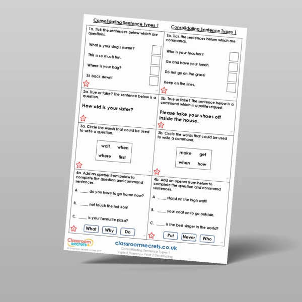 An image of the Consolidating Sentence Types 1 Varied Fluency Resource