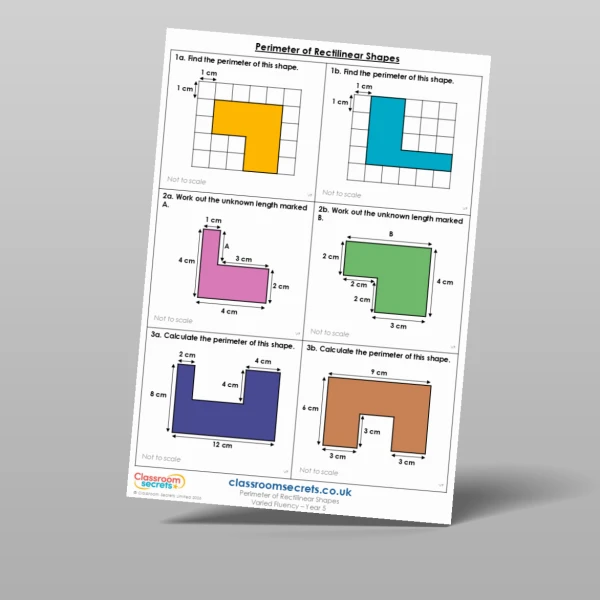 An image of the Perimeter of Rectilinear Shapes Varied Fluency Resource