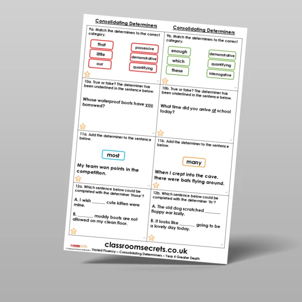 An image of the Free Consolidating Determiners Varied Fluency Resource
