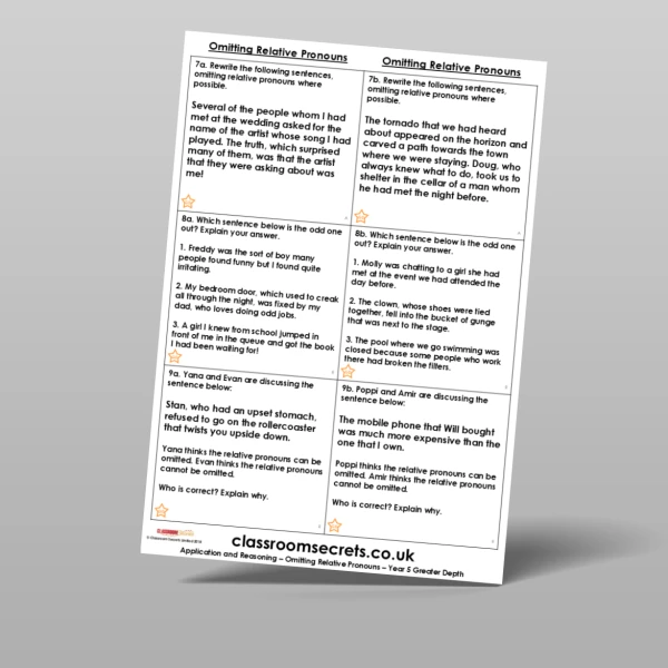 An image of the Omitting Relative Pronouns Application and Reasoning Resource