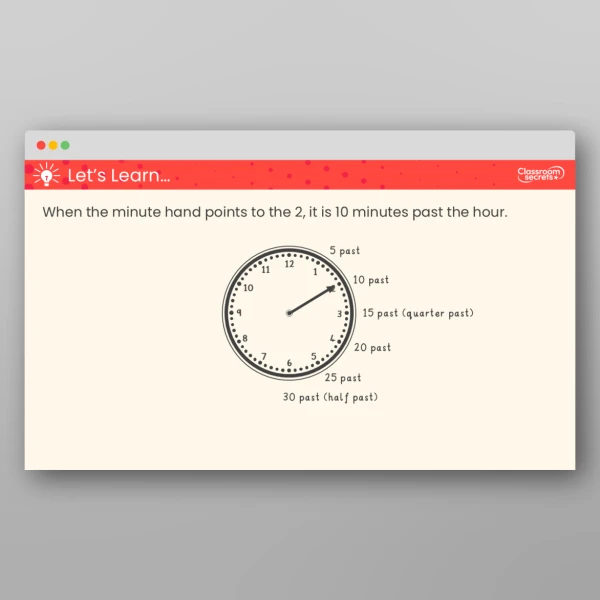 An image of the Tell the Time Past the Hour Teaching PPT Resource