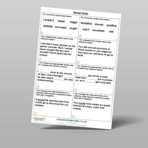 An image of the Modal Verbs Varied Fluency Resource