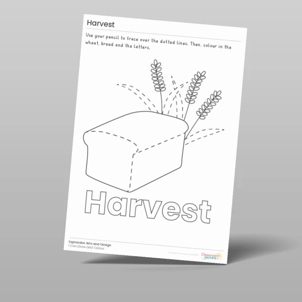 An image of the Harvest I Can Draw and Colour Resource