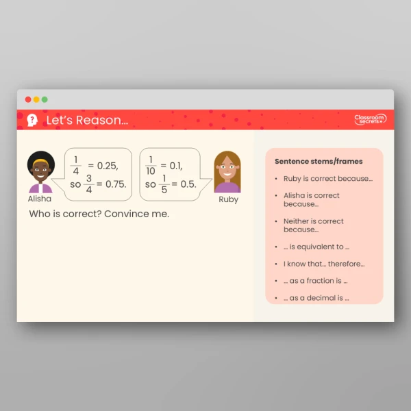 An image of the Equivalent Fractions and Decimals Teaching PPT Resource