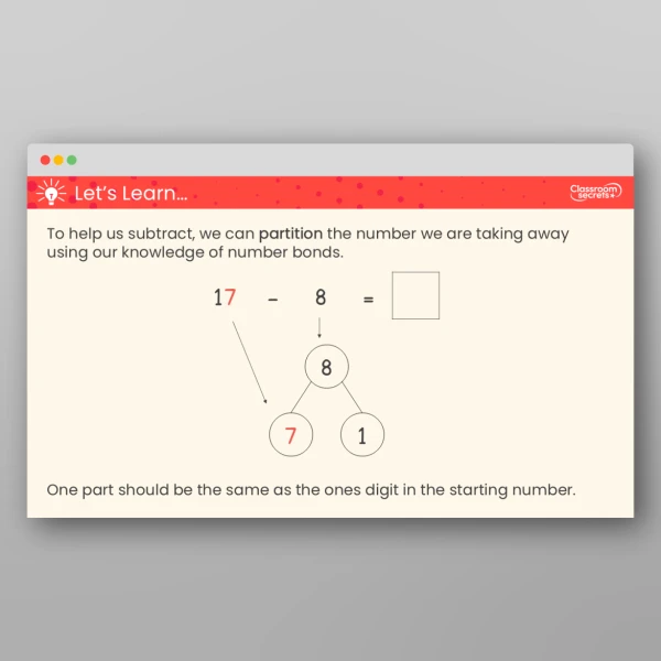 An image of the Subtract Across 10 Teaching PPT Resource