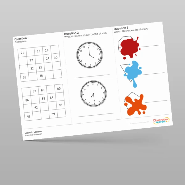 An image of the Summer 1 Week 1 Maths in Minutes Resource