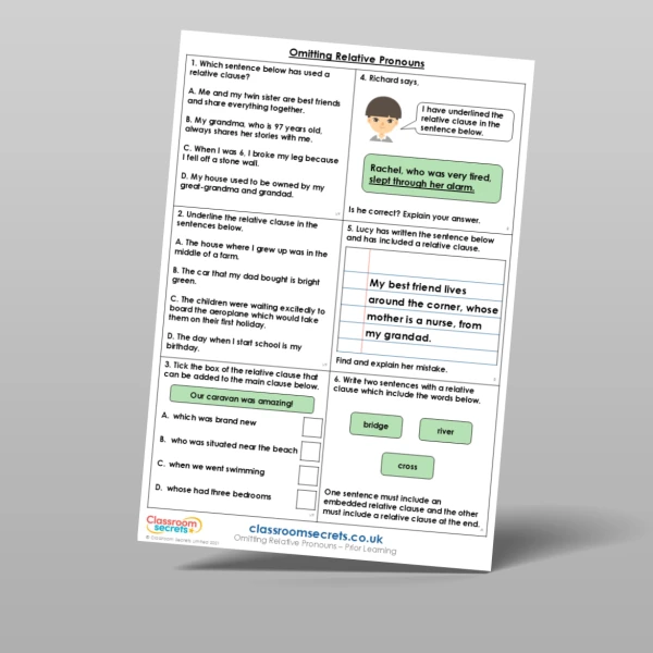 An image of the Omitting Relative Pronouns Prior Learning Resource