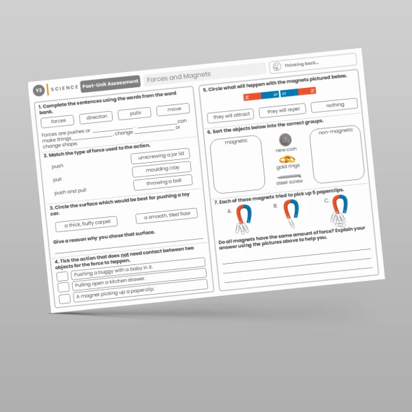 An image of the Forces and Magnets Post-Unit Assessment Resource