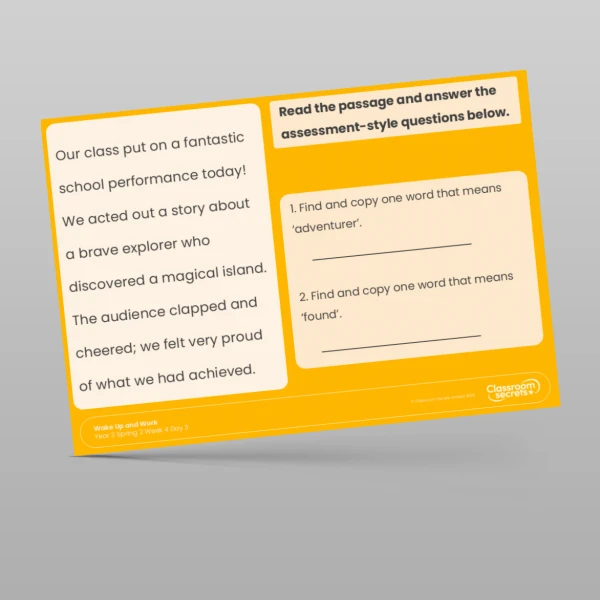 An image of the Spring 2 Week 4 Wake Up and Work Resource