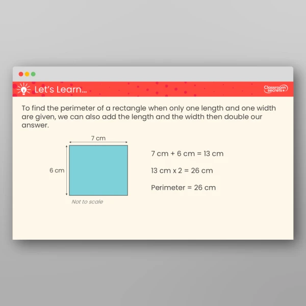 An image of the Perimeter of a Rectangle Teaching PPT Resource